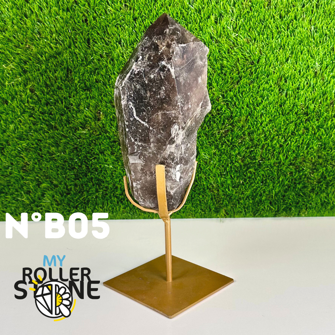 Quartz Fumé sur support dorée #B05