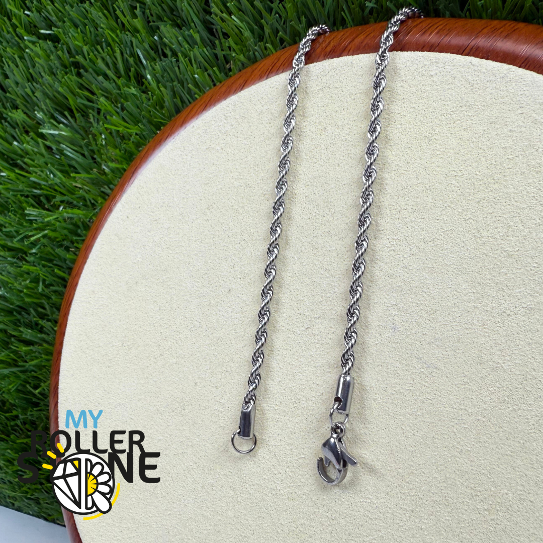 Chaîne Maille Corde Argentée en Acier Inoxydable