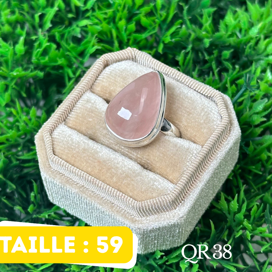 Bague Argent en Quartz rose #QR 38