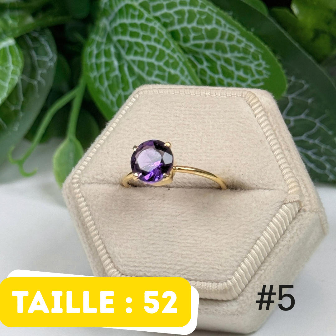 Bague 925 Améthyste Argent 925 Plaqué Or #5