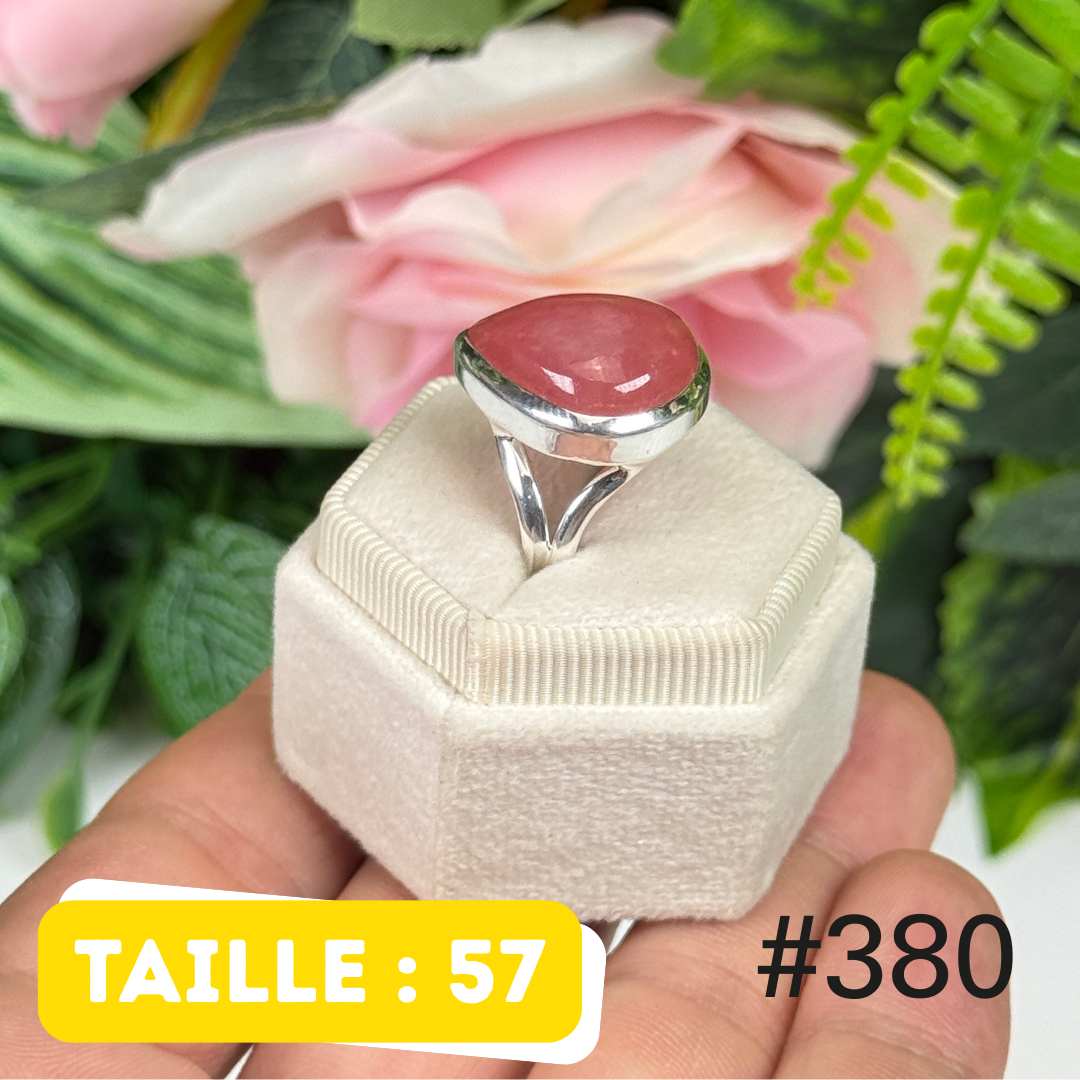Bague argent 925 rhodochrosite translucide #R380