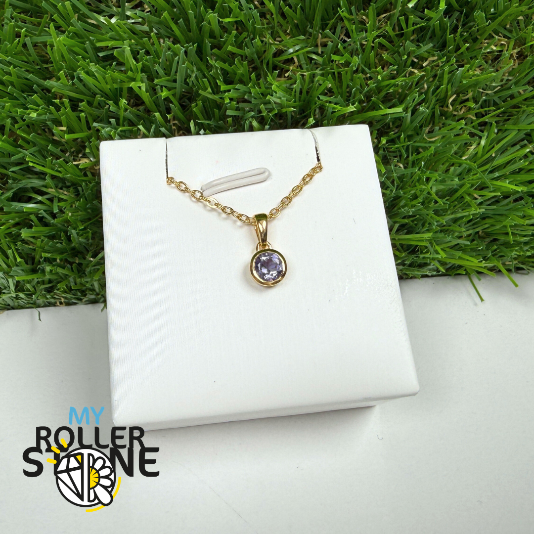 Pendentif Solitaire Tanzanite Rond Argent 925 plaqué Or