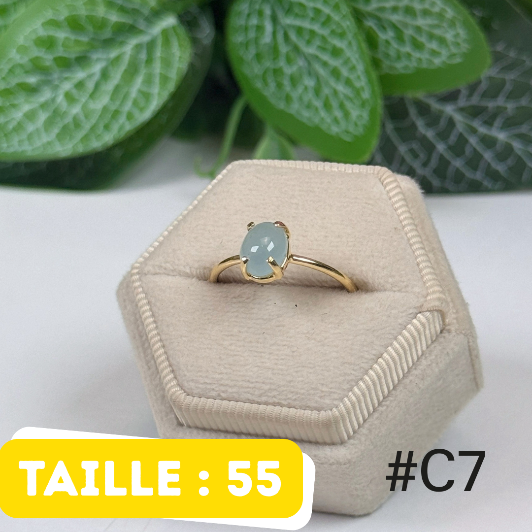 Bague Aigue-Marine Argent 925 Plaqué Or #C7