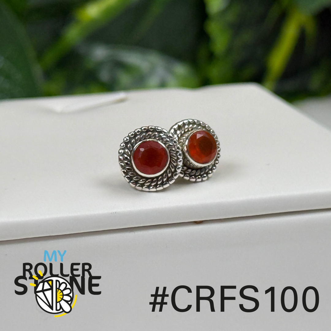 Boucles d’oreilles argent cornaline facettée #S100