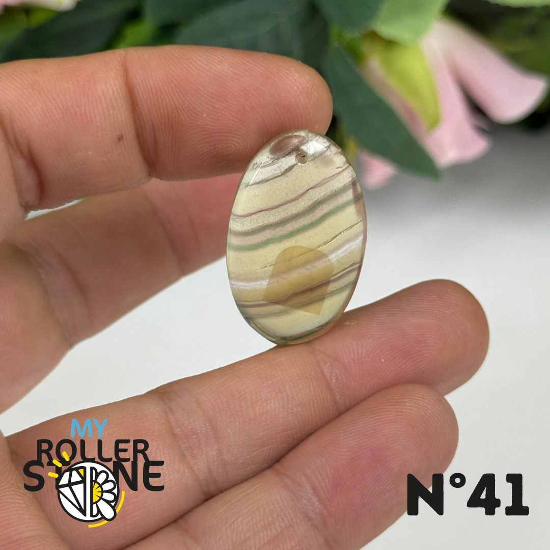 Pendentif Percé en Fluorite Multicolore à Bandes Dorées – Qualité 5A