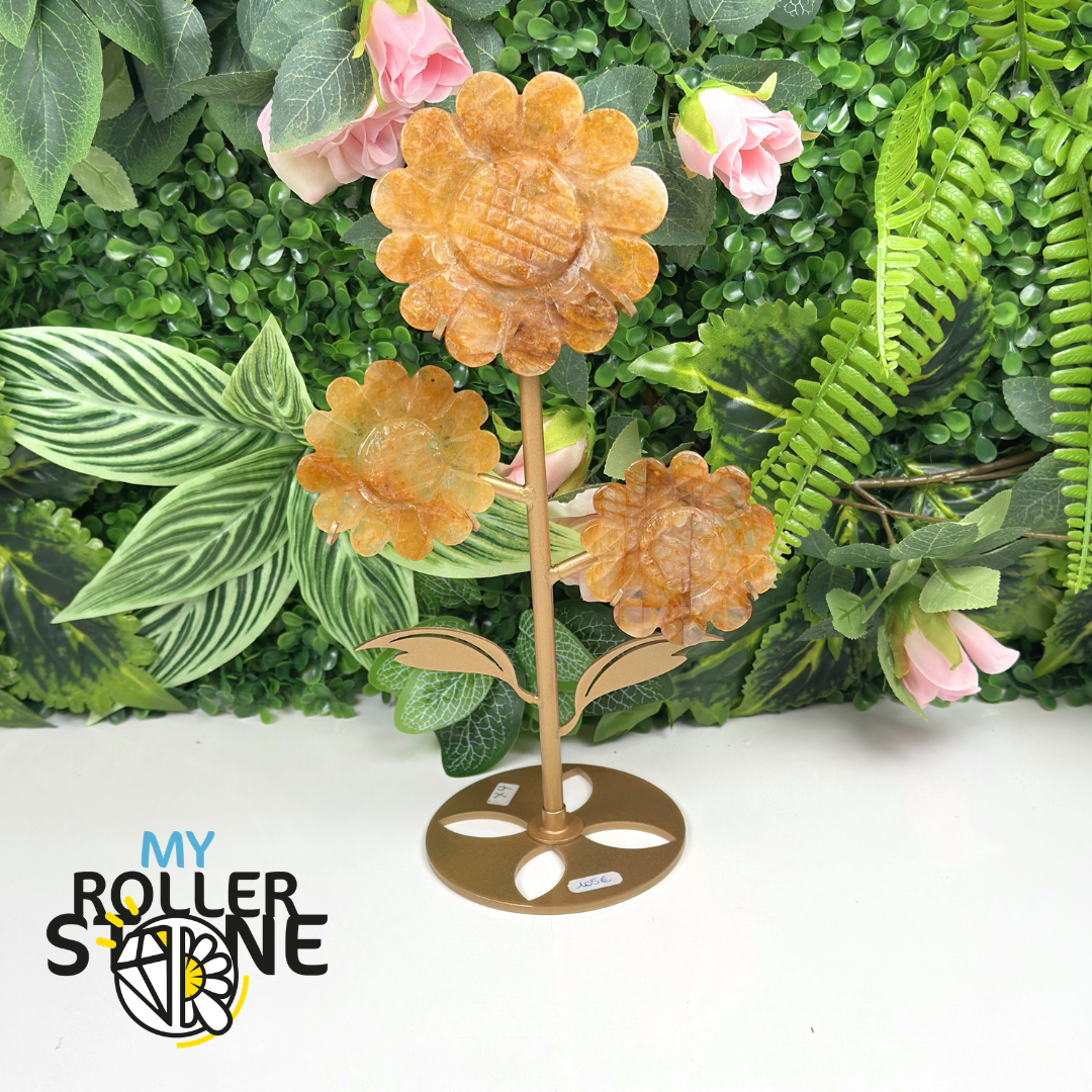 Fleur sur socle en Topaze