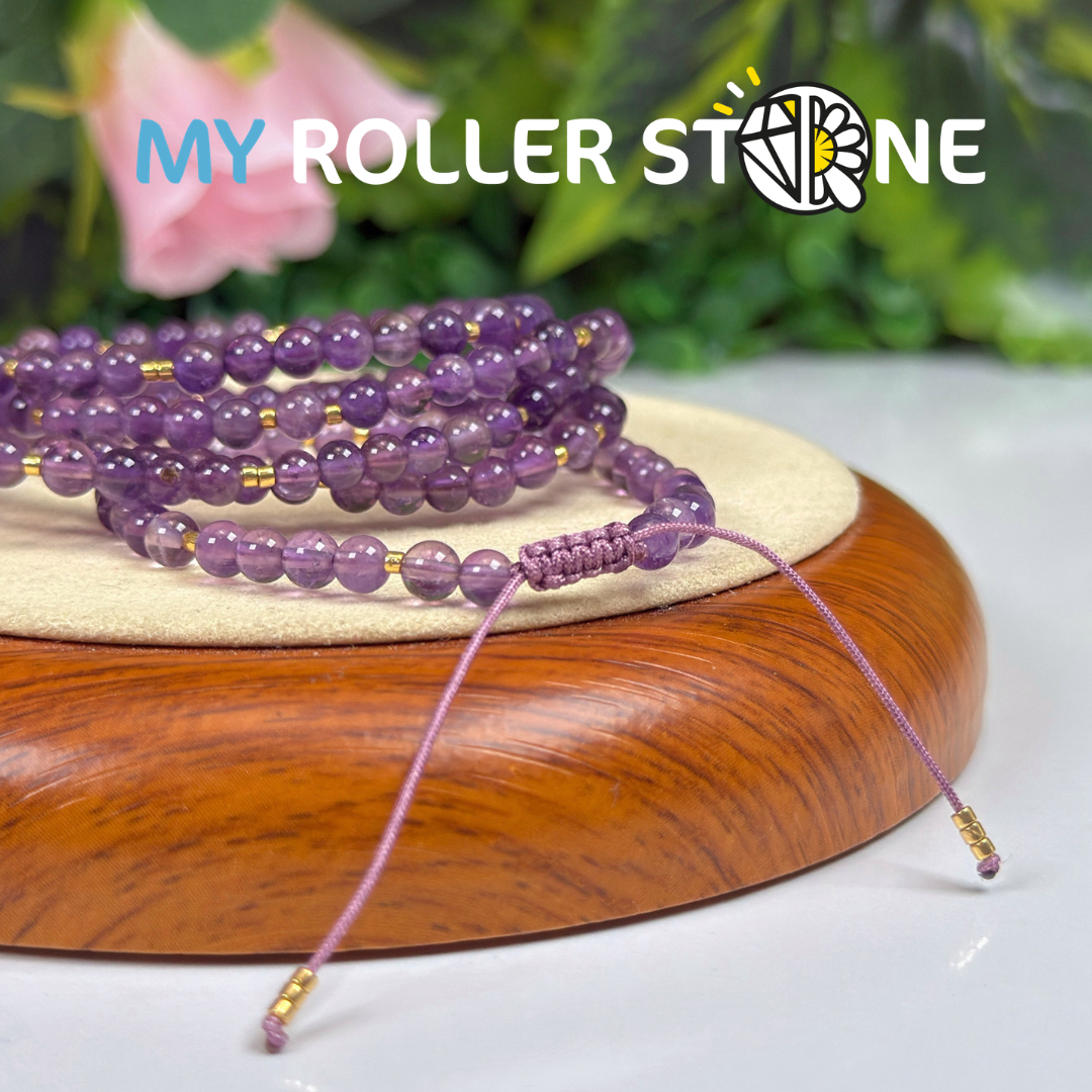 Bracelet Ajustable Améthyste et Miyuki