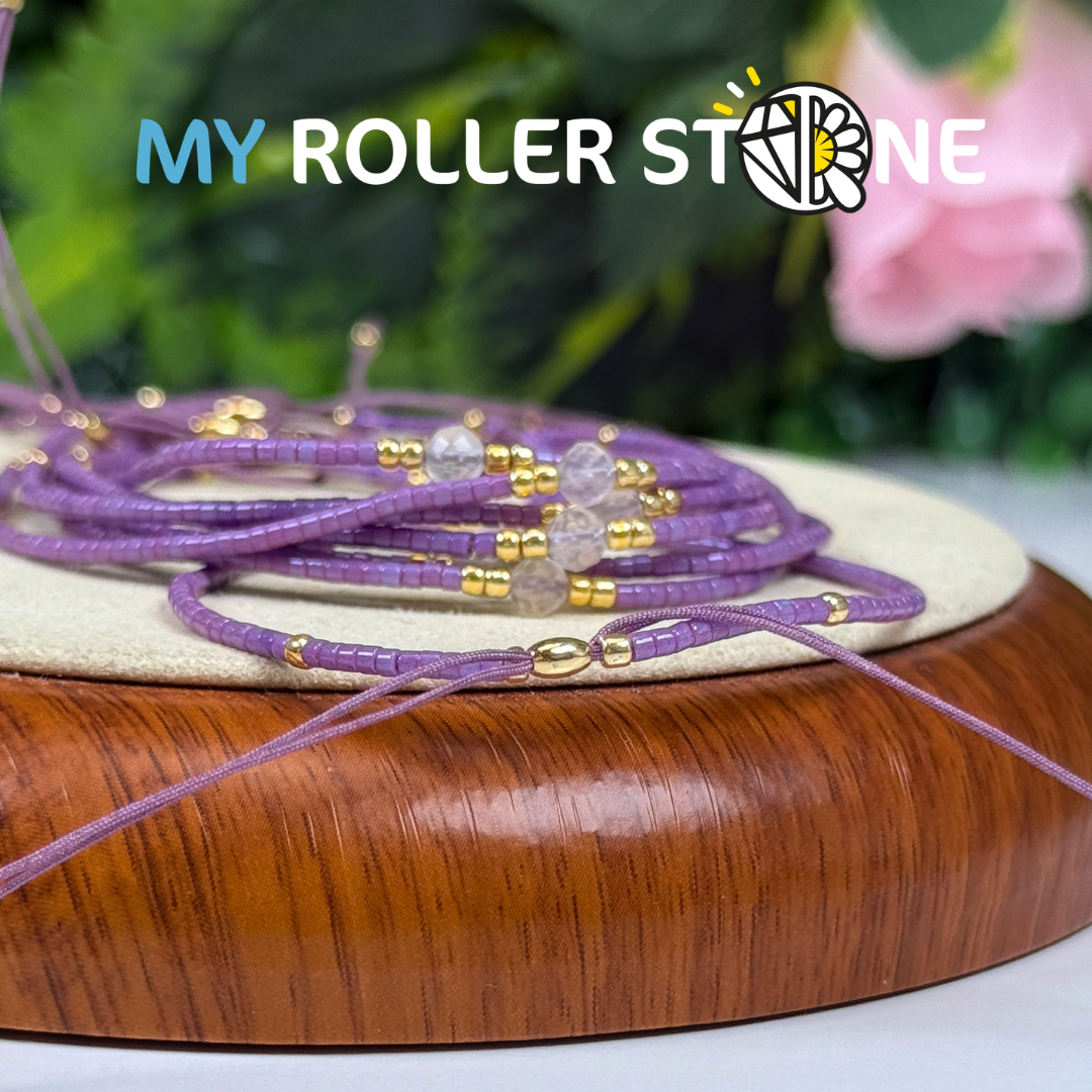 Bracelet Miyuki réglable Quartz Rose
