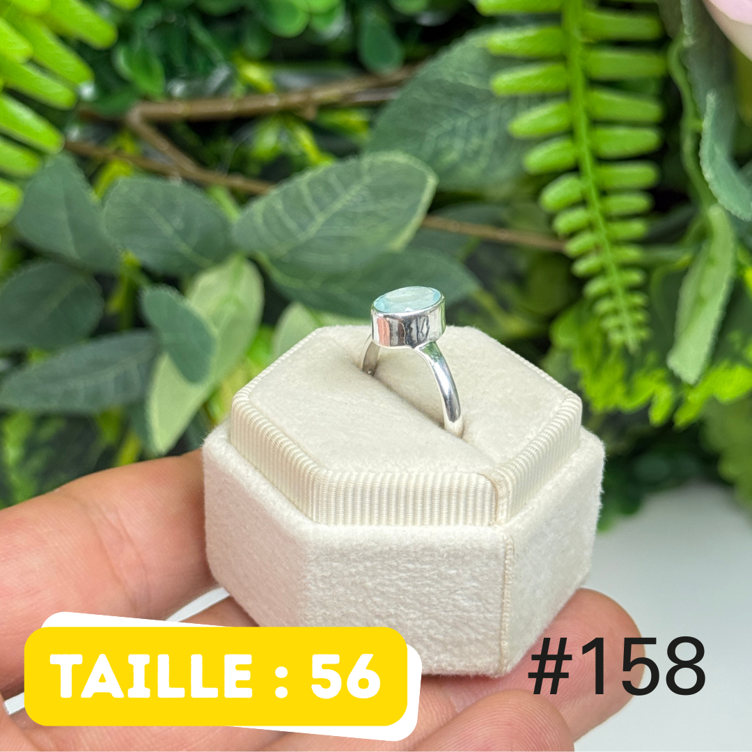 Bague argent 925 aigue-marine facettée #2158