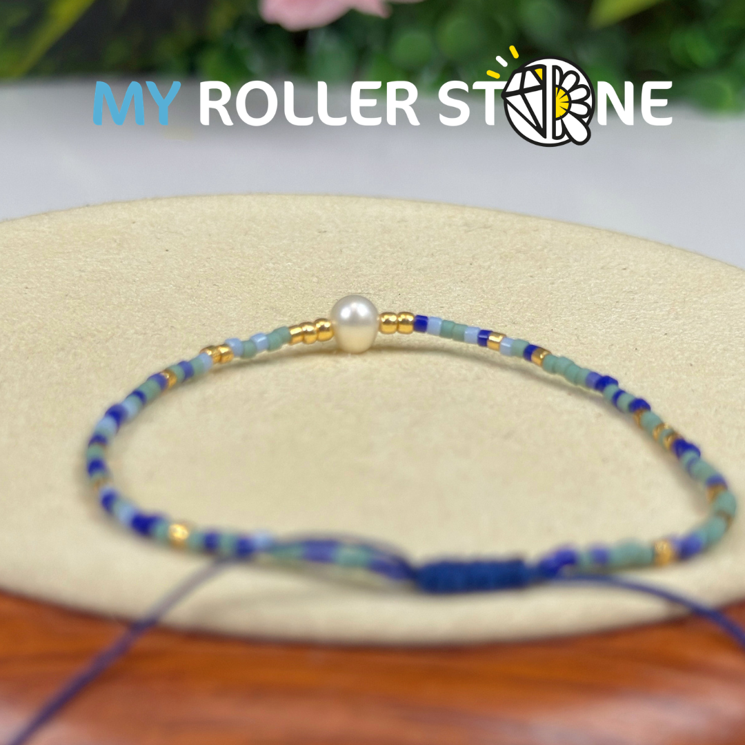 Bracelet Bleu Miyuki réglable Pierre de culture