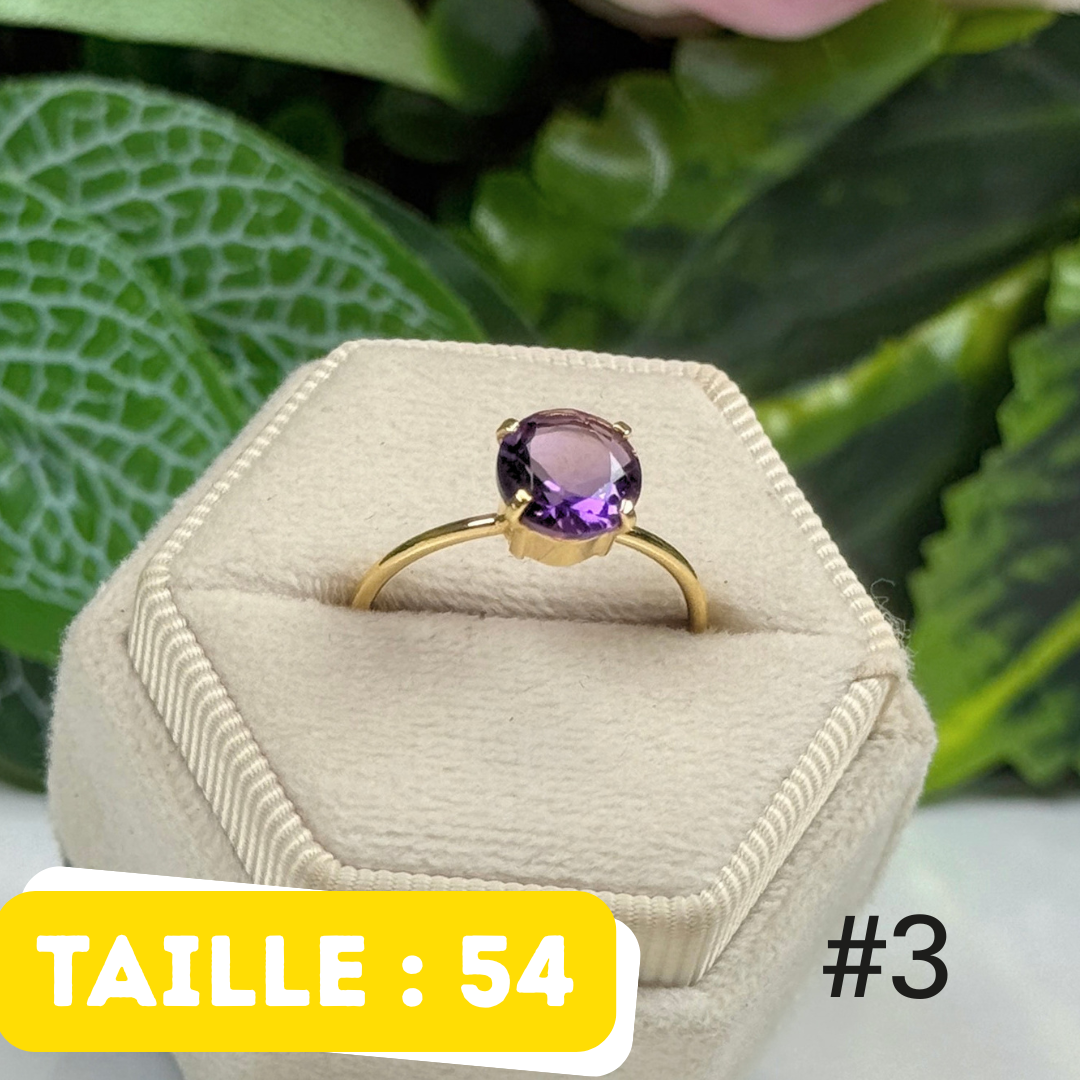 Bague 925 Améthyste Argent 925 Plaqué Or #3