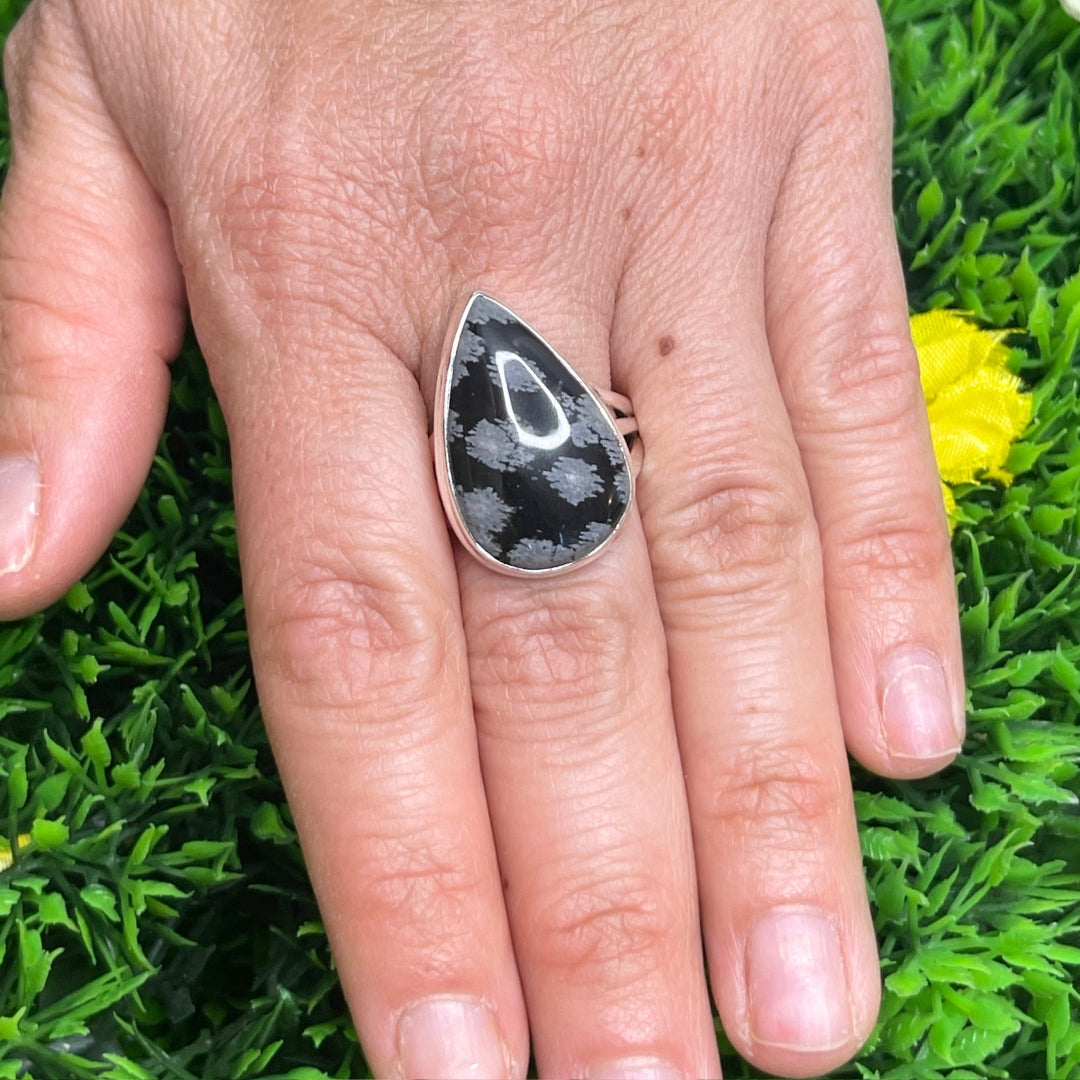 Bague en Obsidienne Flocon de Neige #2