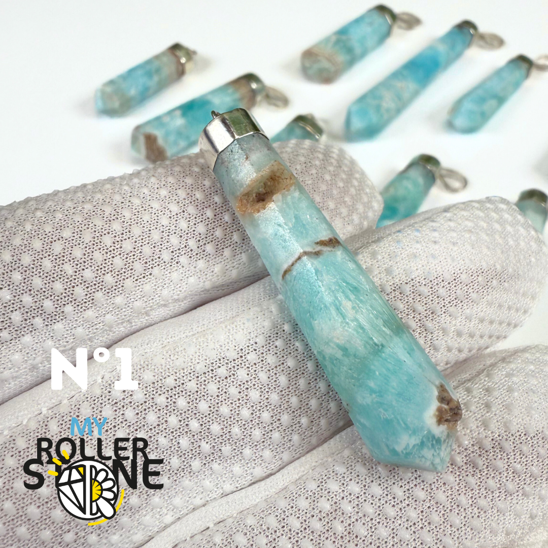 Pendentif Aragonite Bleue et Argent