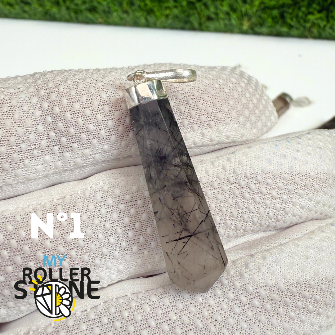 Pendentif Quartz Tourmaliné et Argent