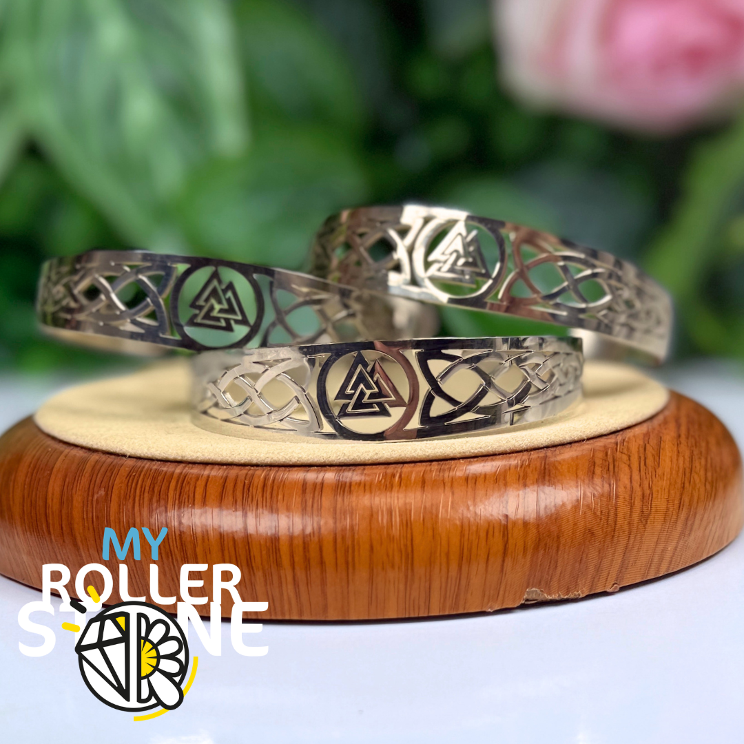 Bracelet Manchette Viking Valknut Argenté