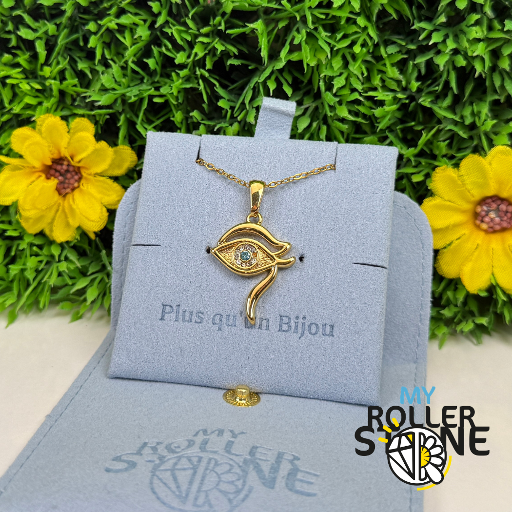 Pendentif Œil d'Horus avec strass en acier inoxydable