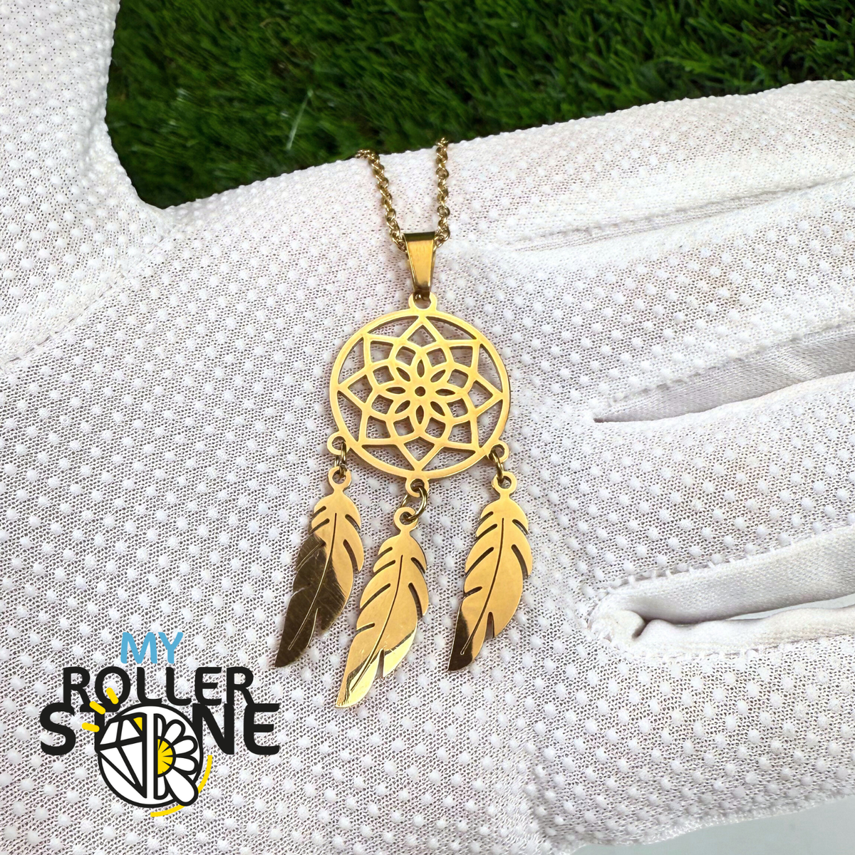 Collier Attrape Rêve acier inoxydable doré