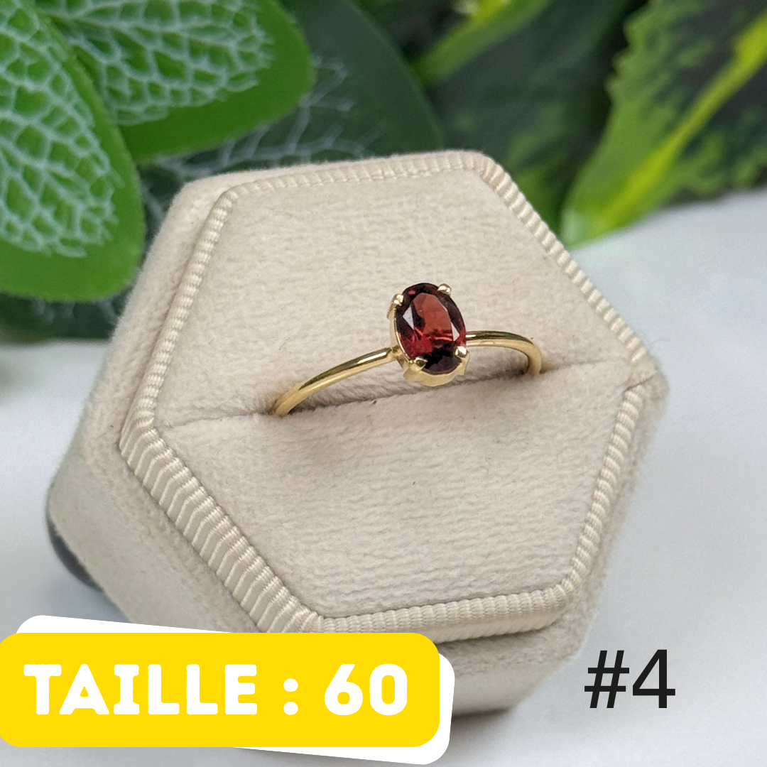 Bague Grenat Argent 925 Plaqué OR #4