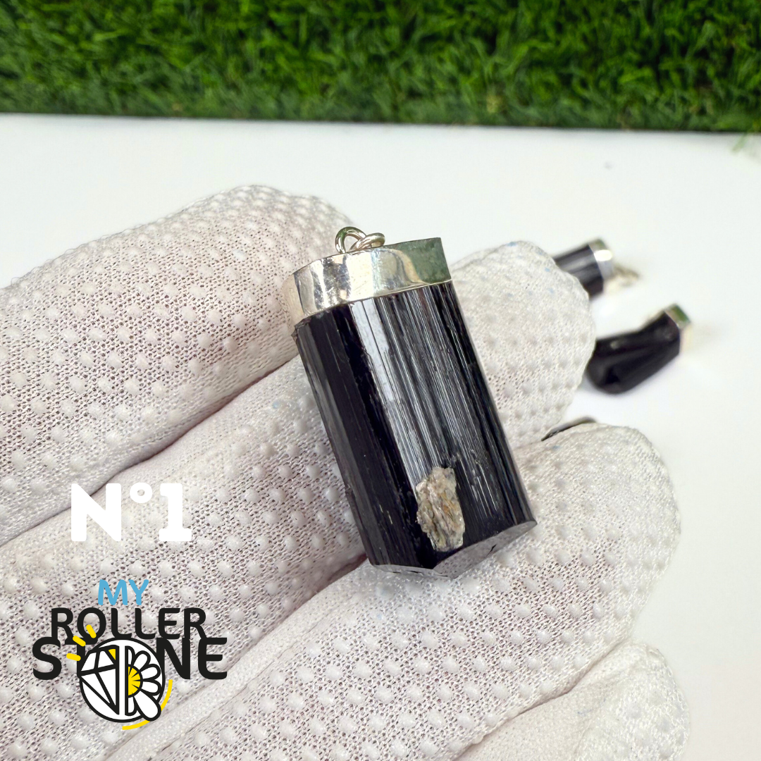 Pendentif Tourmaline Noire et Argent