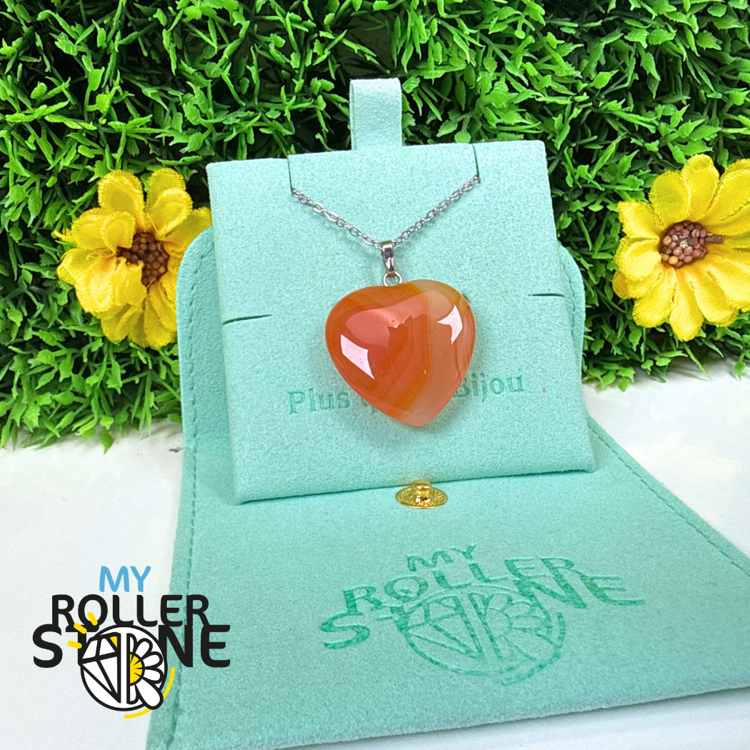 Pendentif Cœur Large en Pierre Naturelle