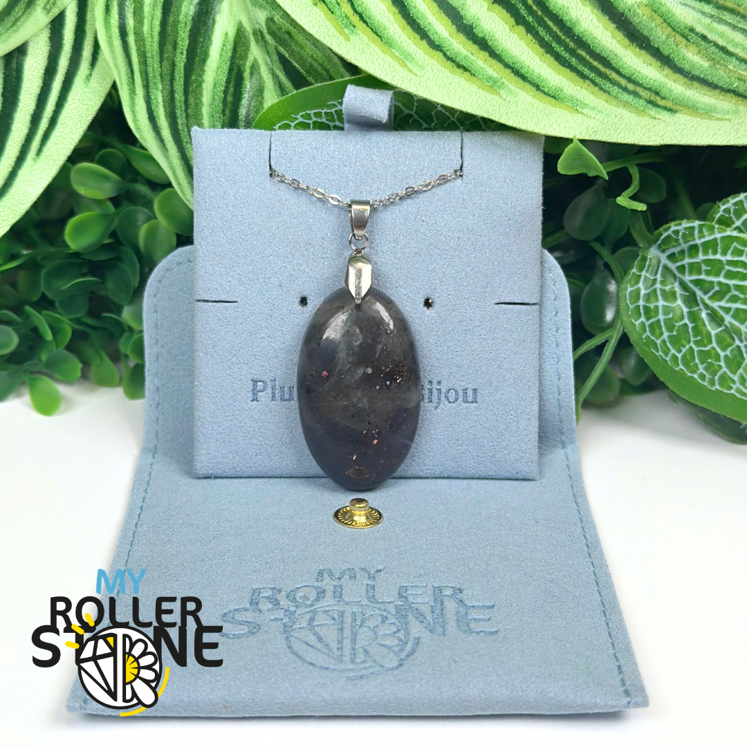 Pendentif Iolite et Pierre du soleil Percé