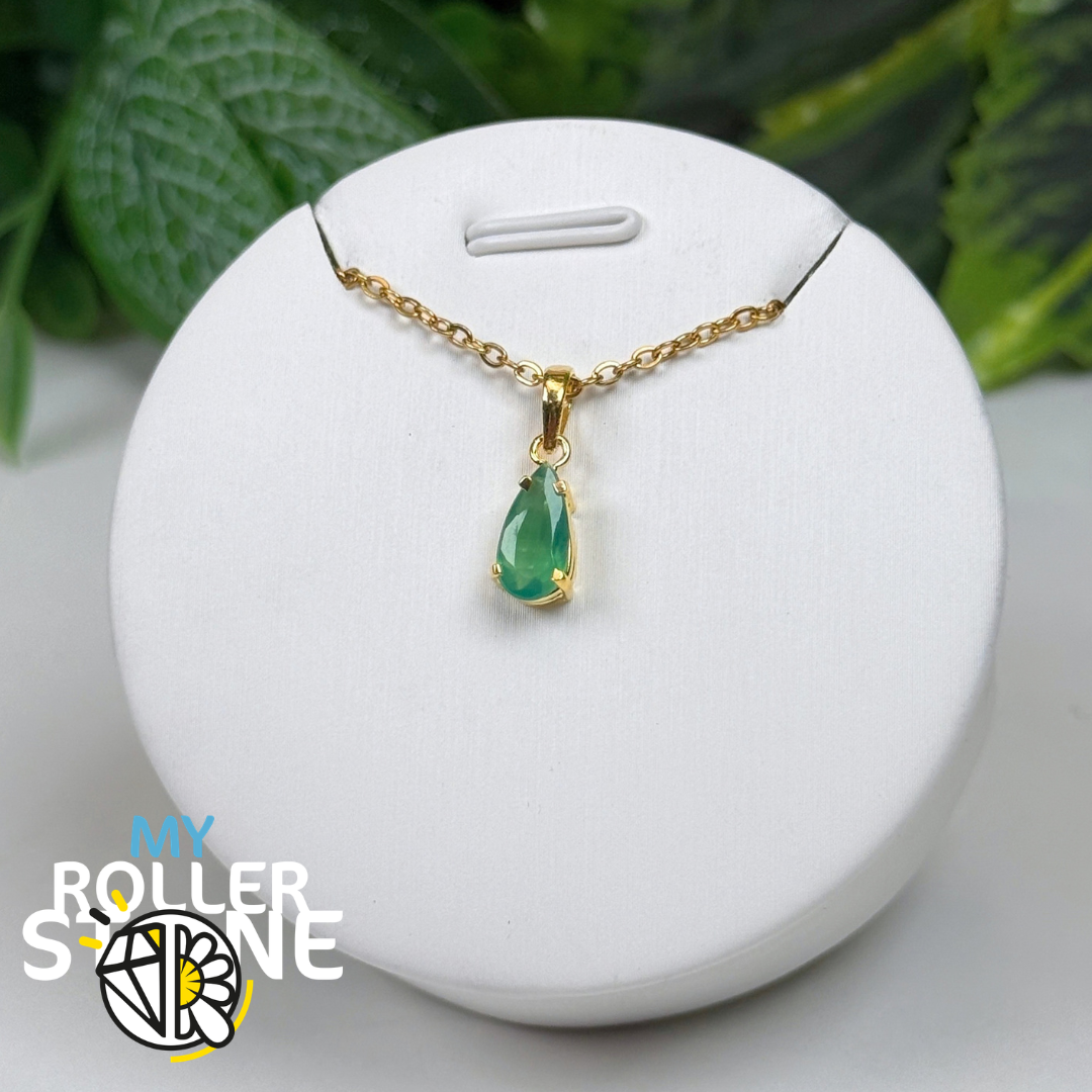 Pendentif Chrysoprase du Brésil et Argent 925 Plaqué Or #2
