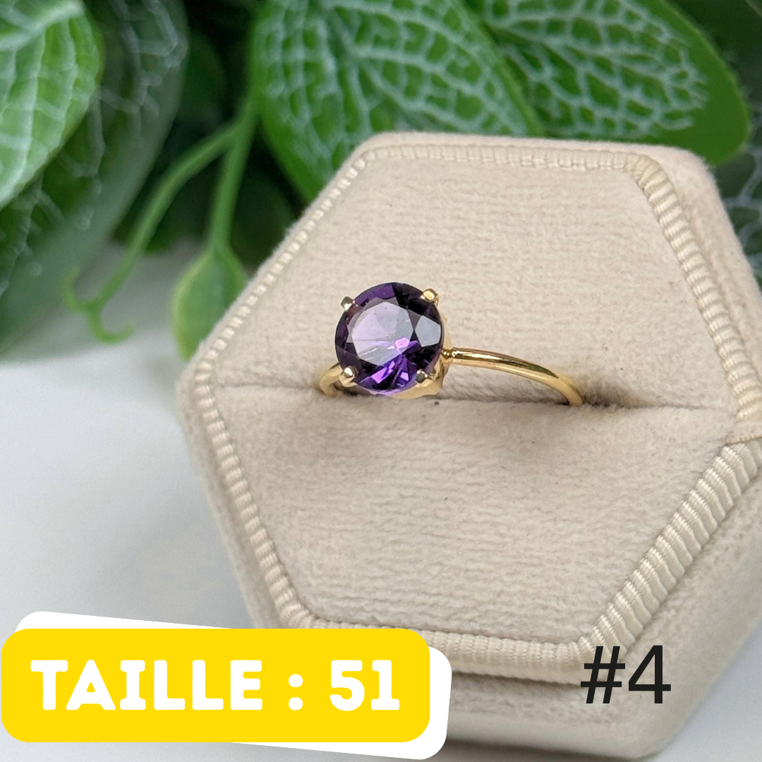Bague 925 Améthyste Argent 925 Plaqué Or #4