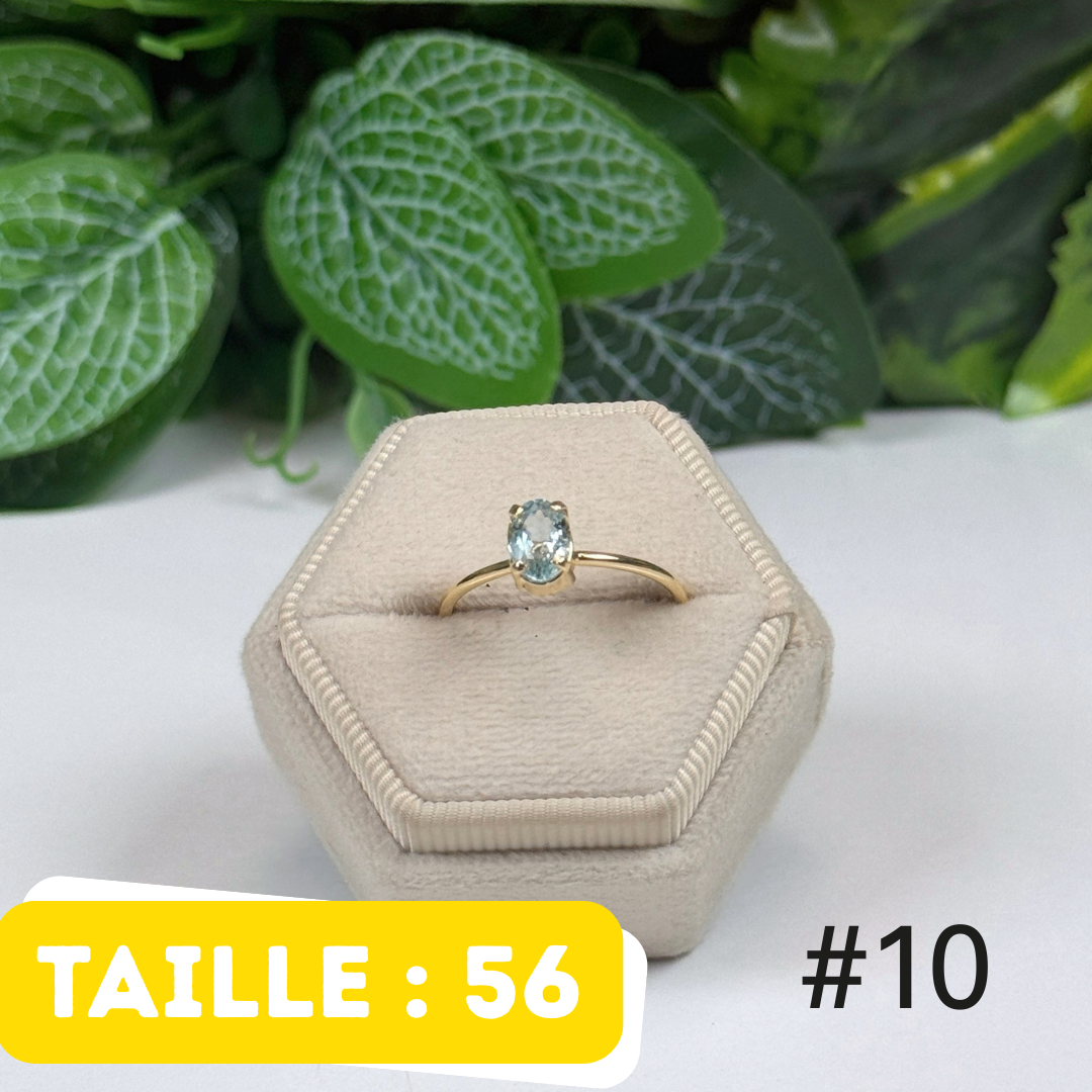 Bague Aigue-Marine facettée Argent 925 Plaqué Or #10