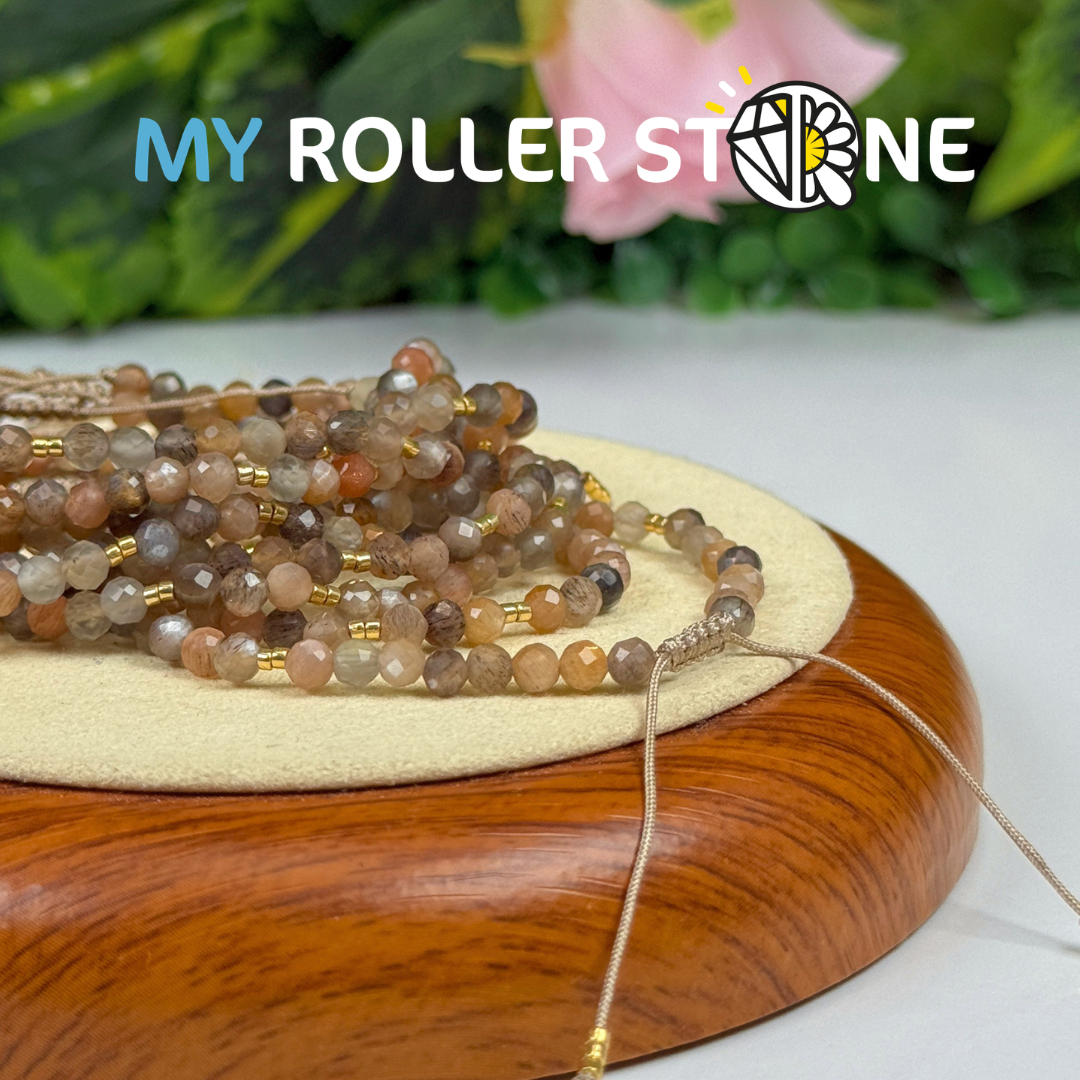 Bracelet Ajustable Mix Pierre de Lune et Pierre du Soleil