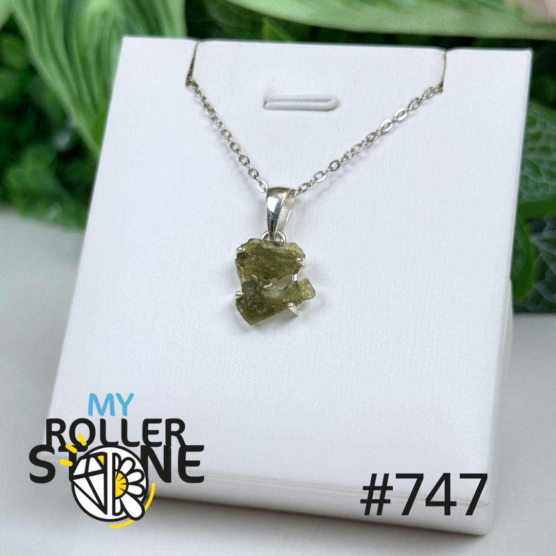 Pendentif argent moldavite #P747