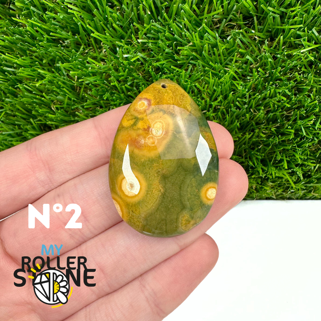 Pendentif Percé Jaspe Océan 5A