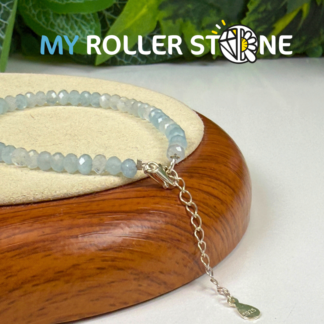 Bracelet Aigue marine fermoir Argent