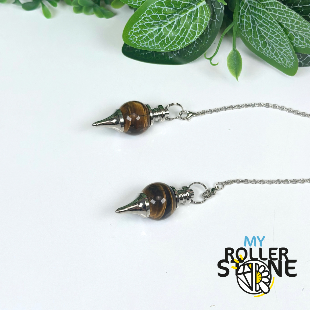 Pendule Obsidienne / Cristal de roche / Oeil de tigre