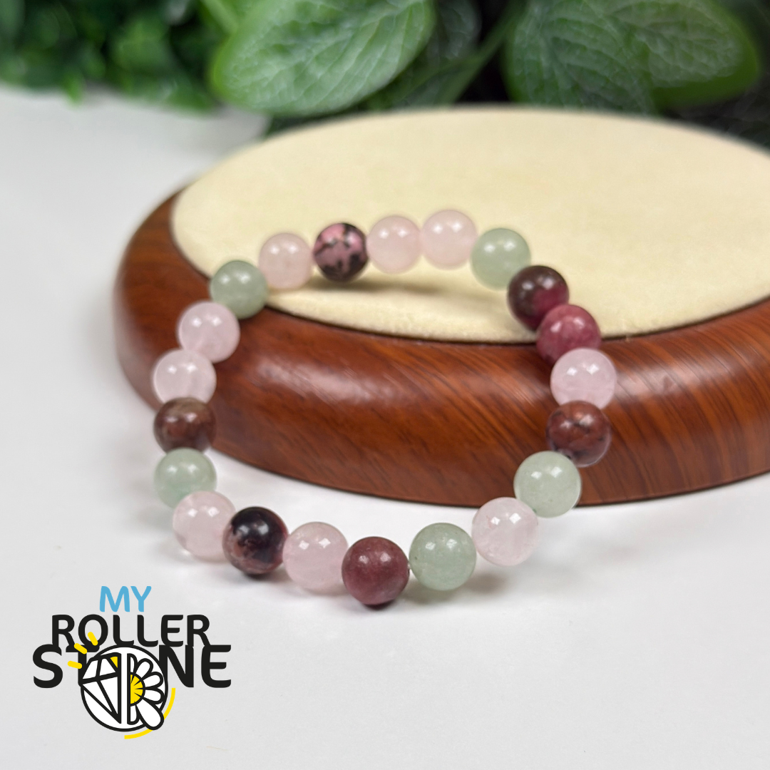 Bracelet Chemin de Vie 6 – Quartz rose, Rhodonite & Aventurine verte