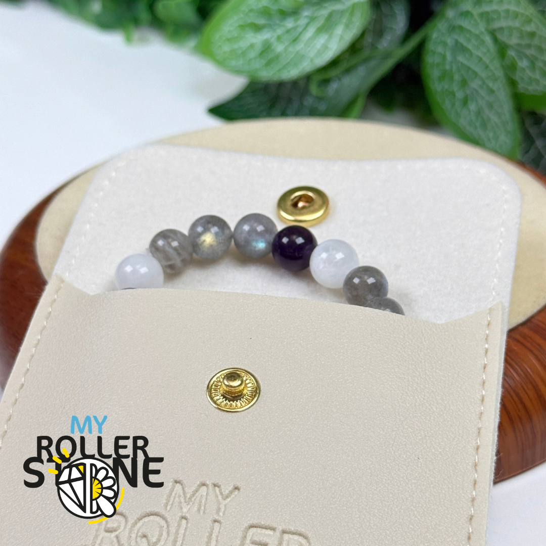 Bracelet Chemin de Vie 11 – Labradorite, Pierre de lune & Améthyste