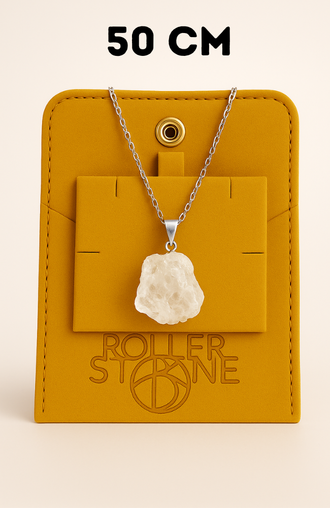 Box pendentif brut couleur argent - 50 cm (Chaîne +Bélière+Boite)