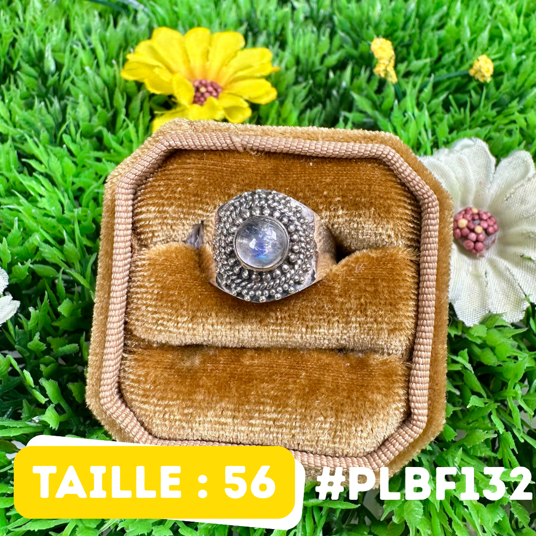 Bague Pierre de Lune Blue Fire #PLBF132