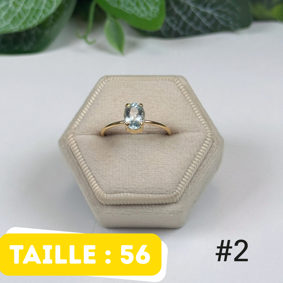 Bague Aigue-Marine facettée Argent 925 Plaqué Or #2