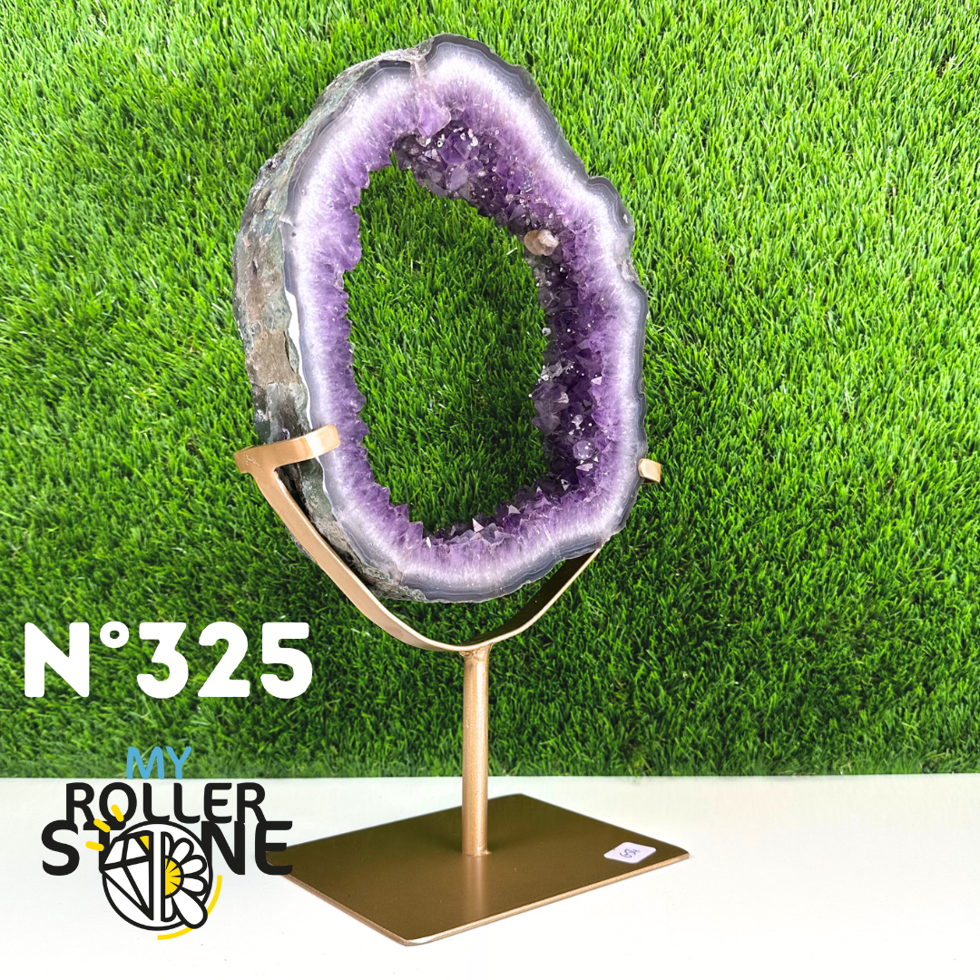 Tranche d'Améthyste sur support métal #325