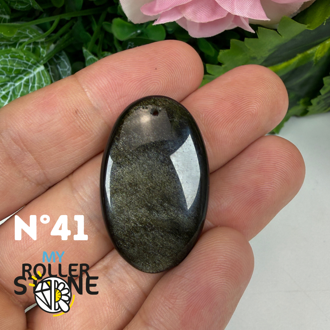 Pendentif Obsidienne dorée 5A percé