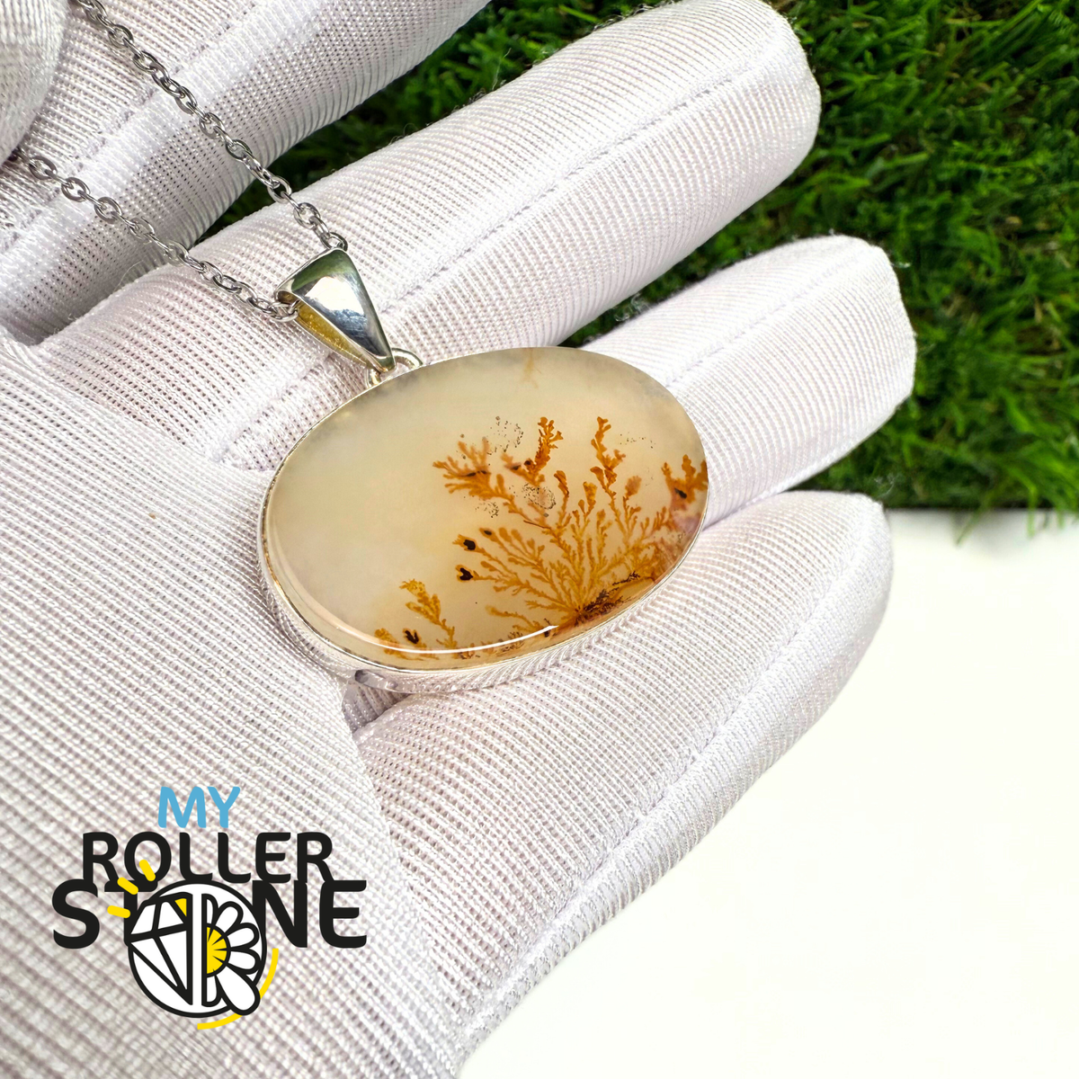 Pendentif Argent Agate Scénic Dendritique #1