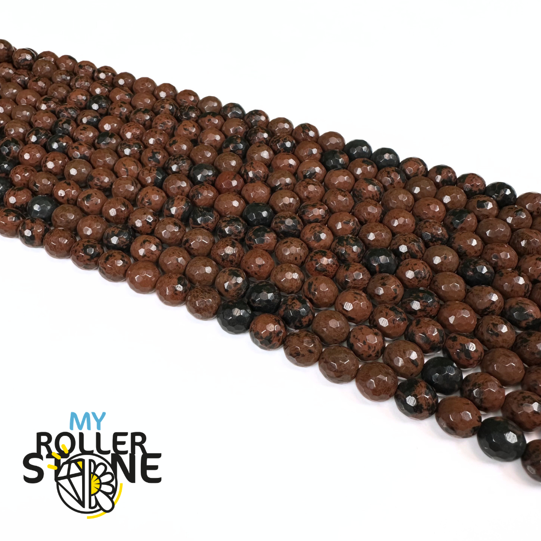 Perle Facettée Obsidienne Acajou Mahogany