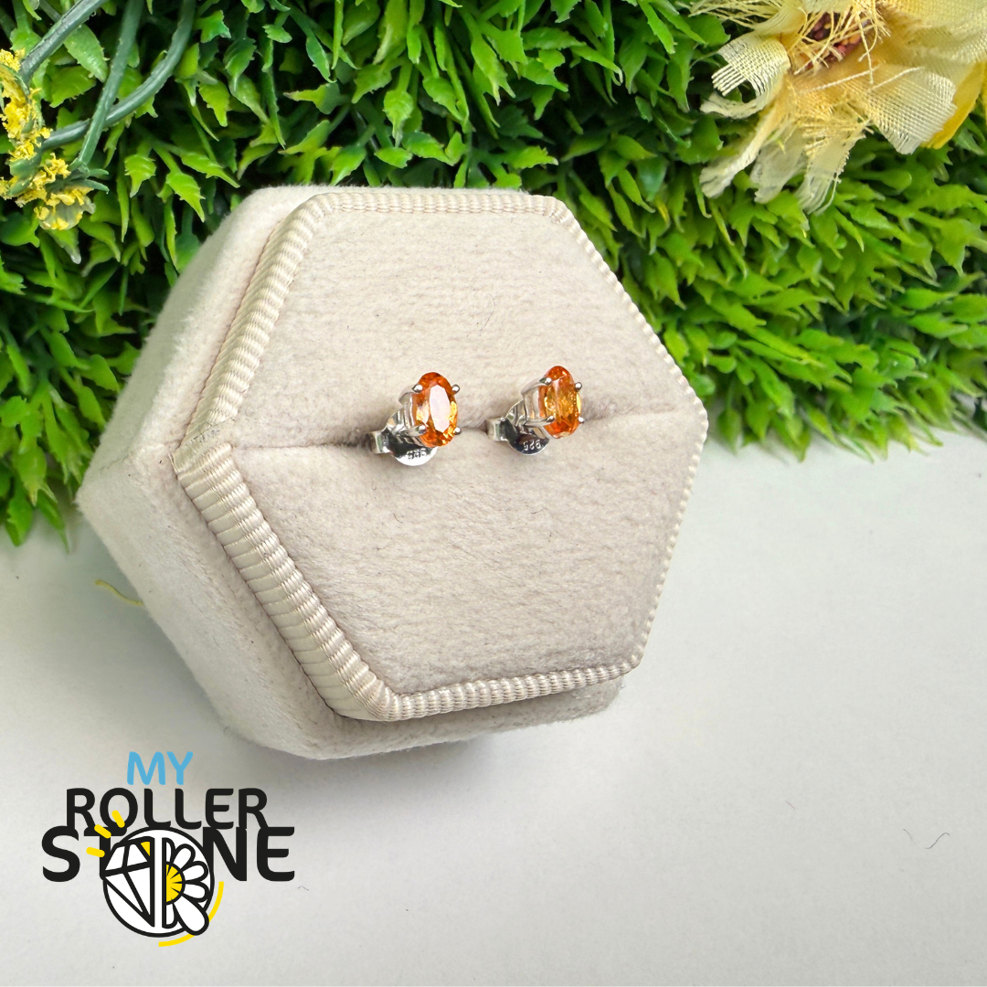 Boucles d’Oreilles Puce Grenat Mandarin Facetté Argent 925 – SBC110-OGF