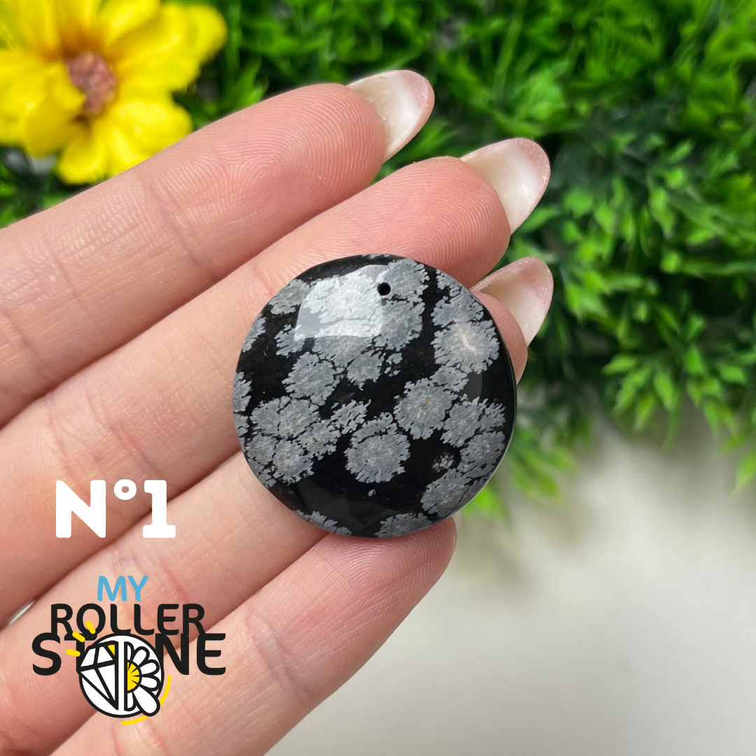 Pendentif Obsidienne flocon de neige 5A percé