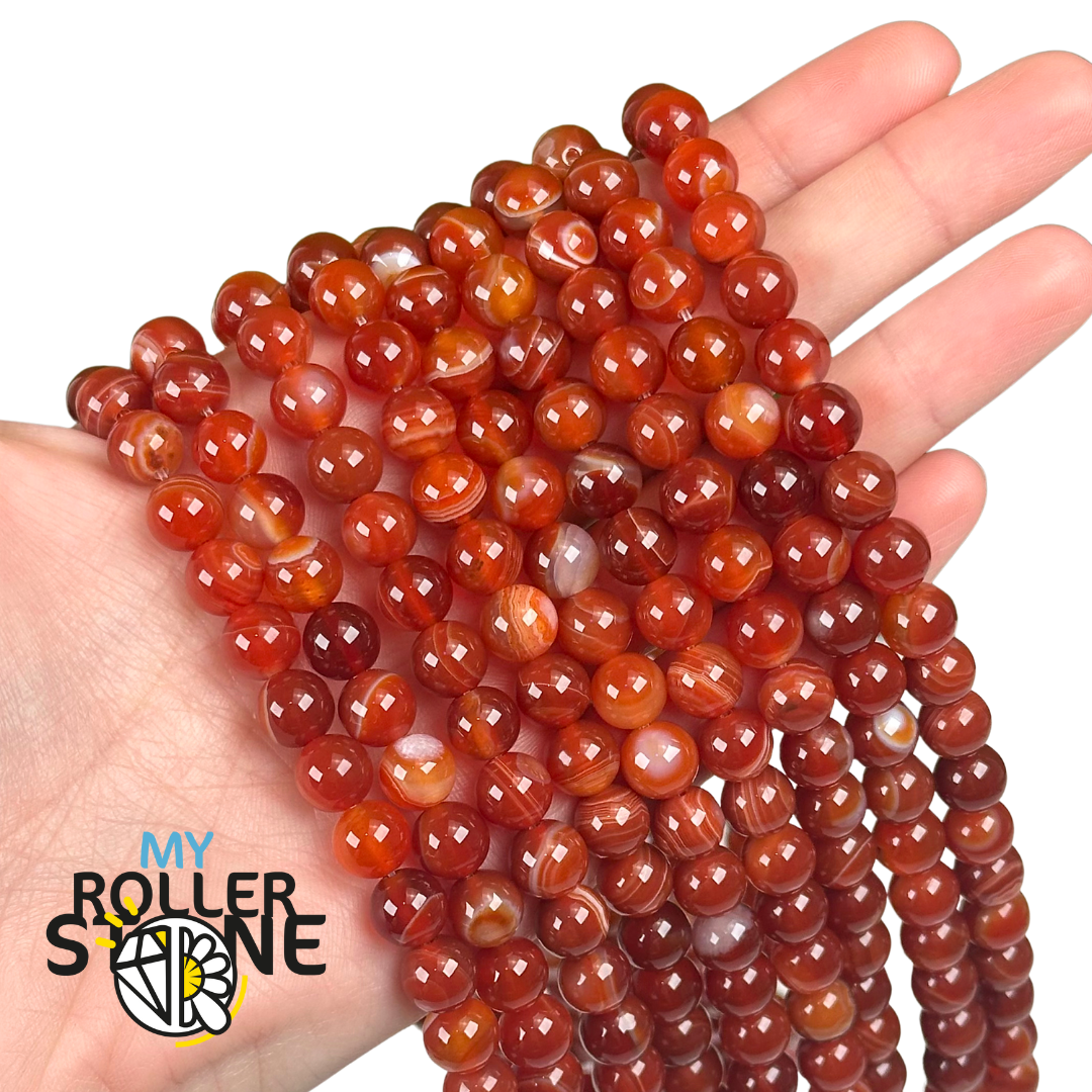 Perles Agate du Botswana Orange