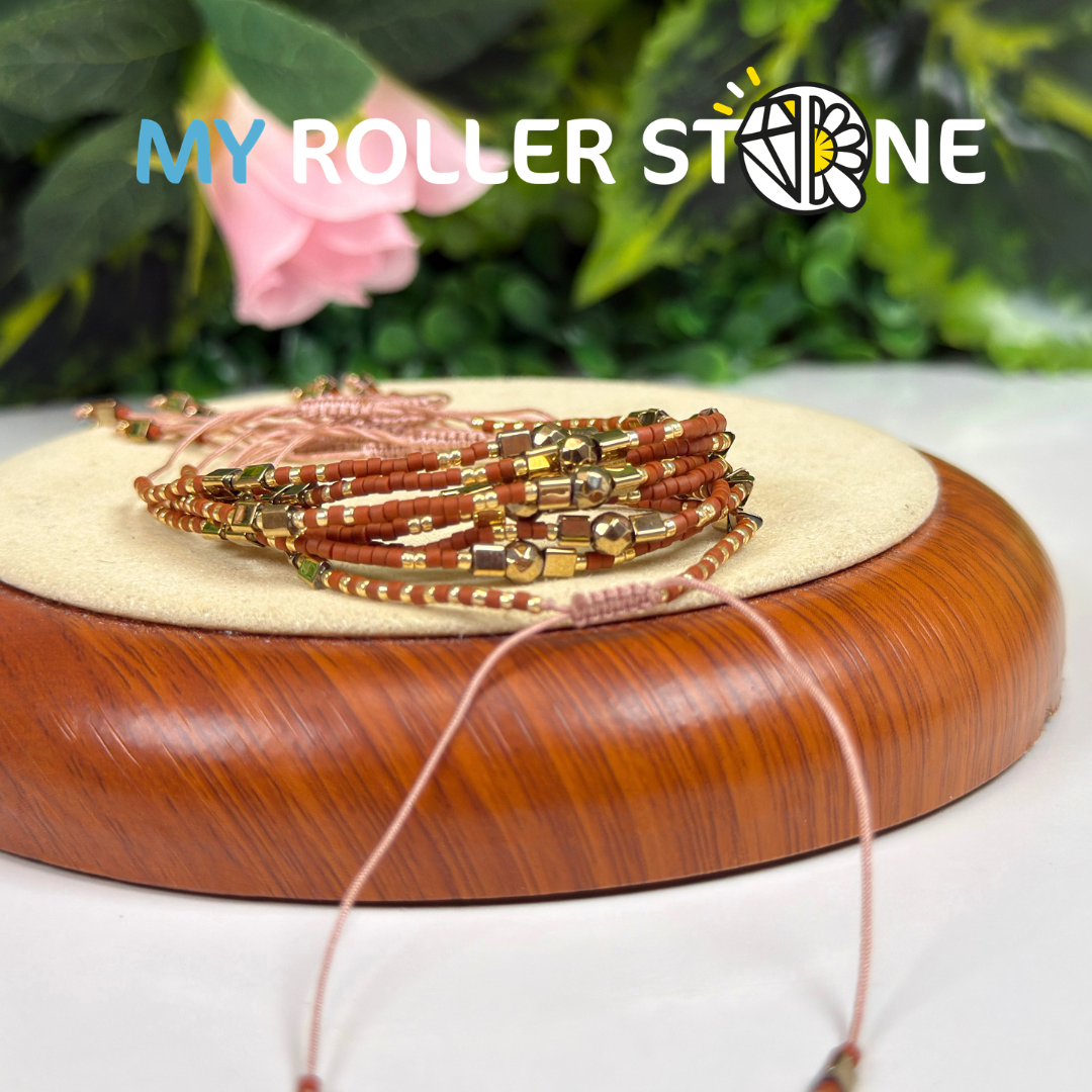 Bracelet Miyuki réglable Pyrite