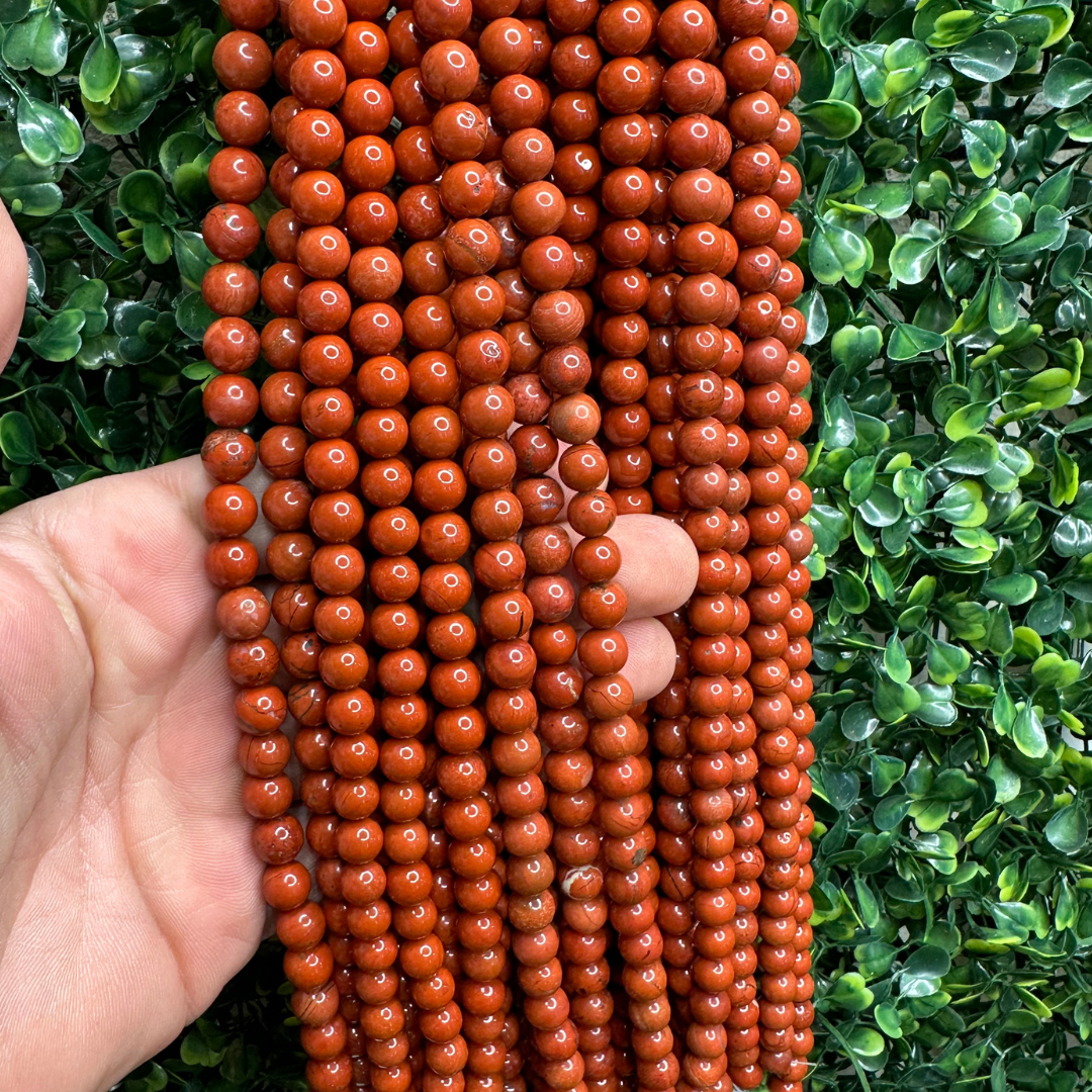 Perle en jaspe rouge