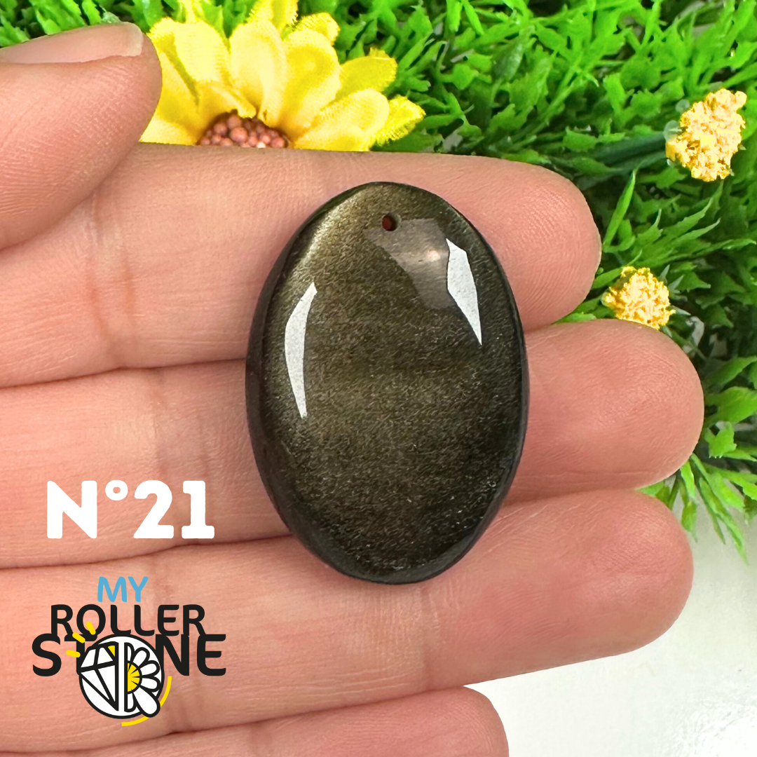 Pendentif Obsidienne dorée 5A percé