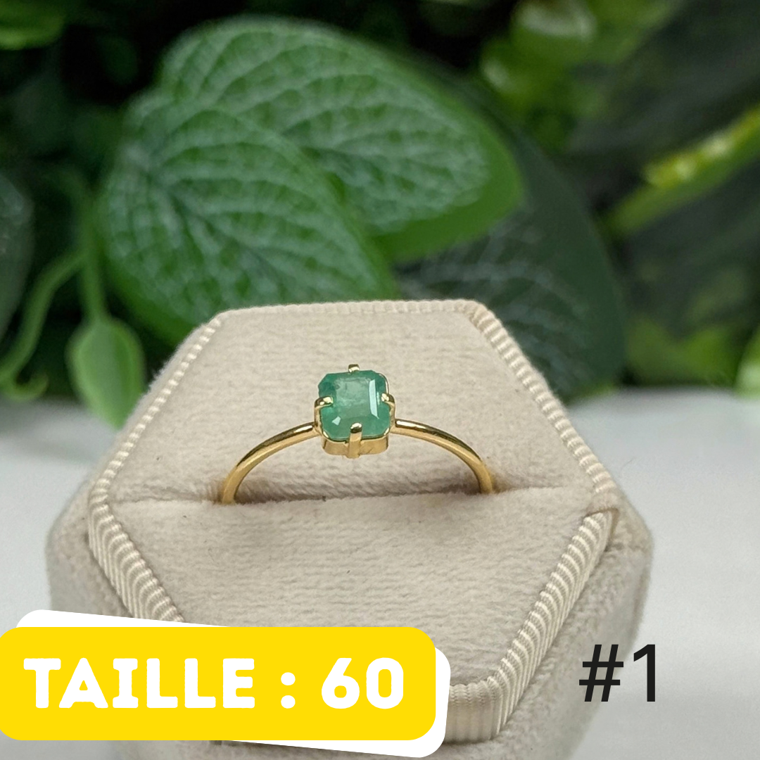Bague Émeraude Argent 925 Plaqué Or #1