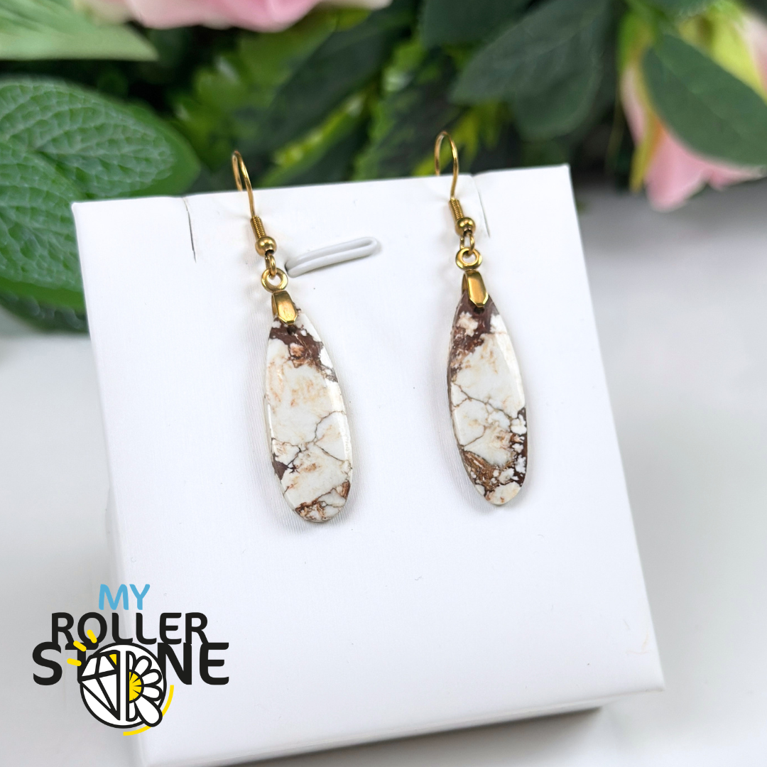 Paire de Cabochon percé en Magnésite Cheval Sauvage pour Boucles d'oreilles